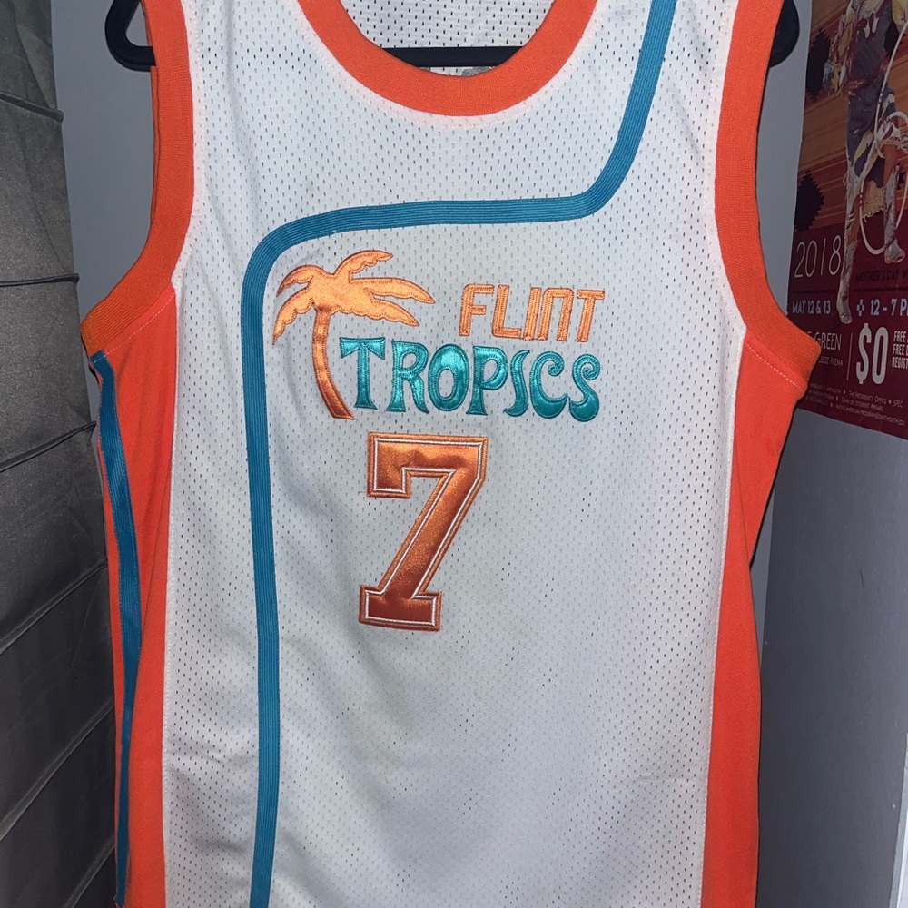 Semi-Pro Flint Tropics Coffee Black Jersey - White, Orange, and Teal